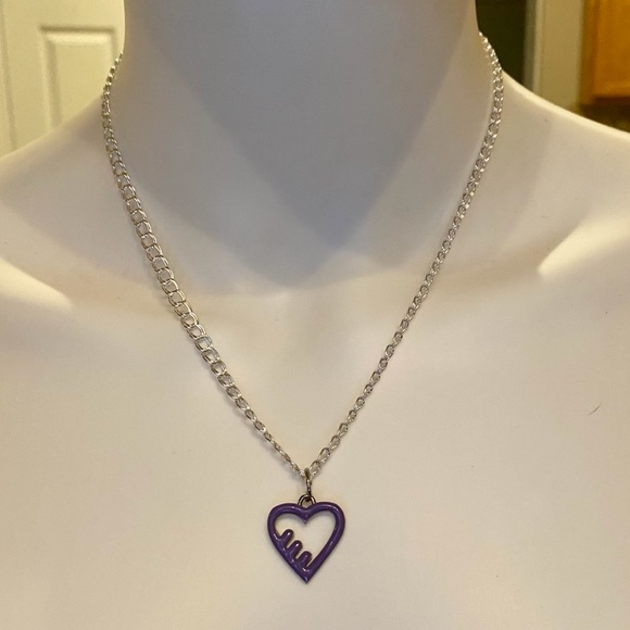 Coach Purple Enamel Heart .925 Sterling Necklace